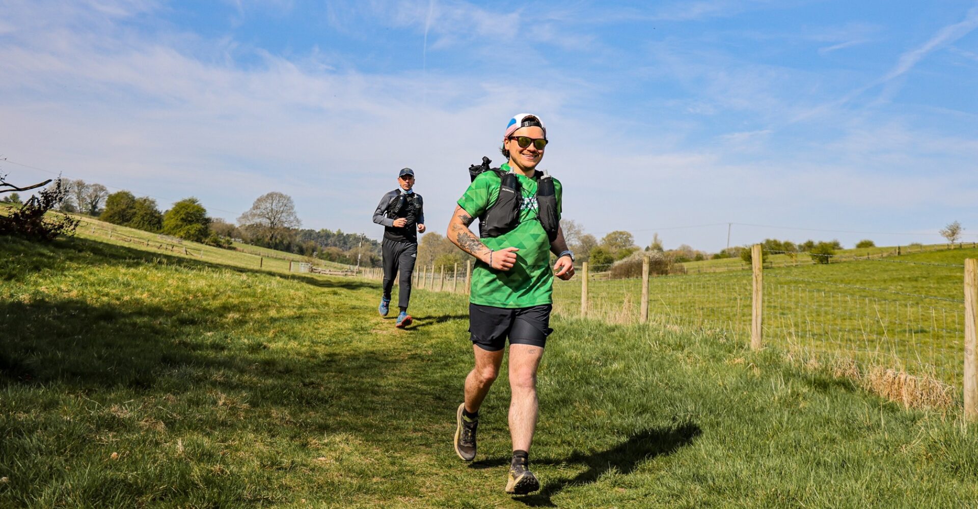 Trail runners in the Chiltern Hills taking part in the Chilterns Trail Marathon event