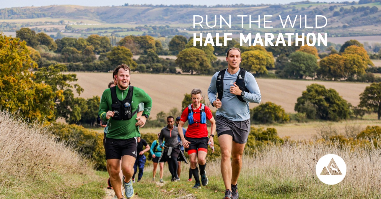 Trail runners in the Chilterns completing the Run the Wild Autumn Half Marathon