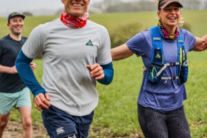 Trail runners running in the Chilterns on the Berko 10km organised by Run the Wild