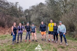Trail runners running in the Chilterns on the Berko 10km organised by Run the Wild