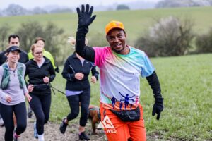 Trail runners running in the Chilterns on the Berko 10km organised by Run the Wild
