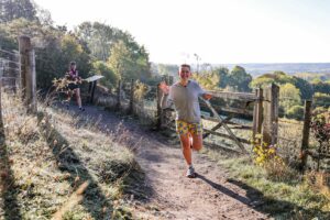 Trail runners completing the Water & Windmill 10 miler in the Chilterns with Run the Wild