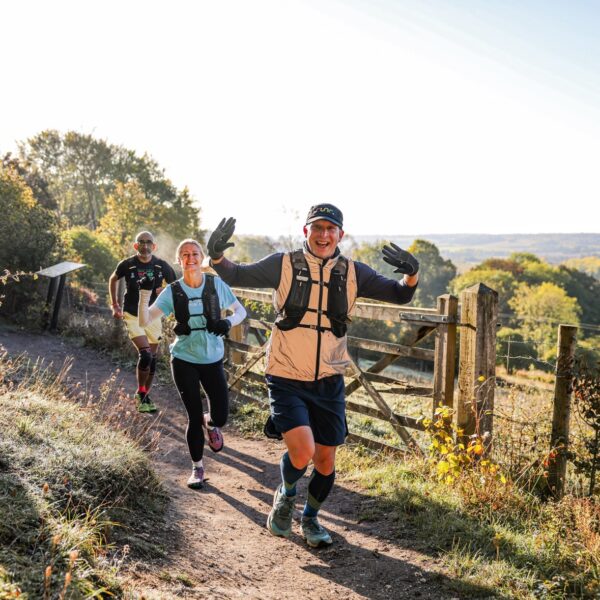 Trail runners completing the Water & Windmill 10 miler in the Chilterns with Run the Wild